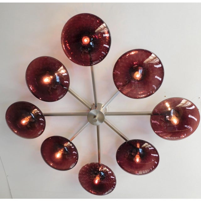 Fabio Ltd 21st Century Otto Satin Nickel Amethyst Bubbles Murano Glass Flush Mount by Fabio LTD For Sale - Image 4 of 6