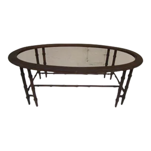 1970s Faux Bamboo Hollywood Regency Style Coffee Table