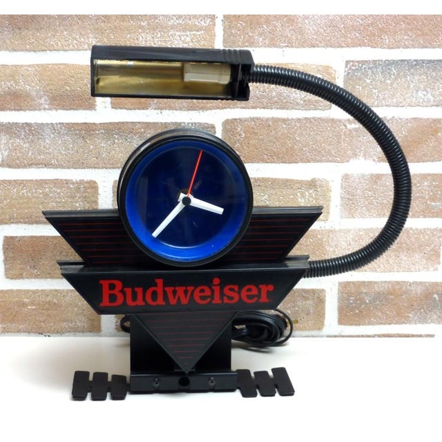Budweiser Beer Sign with Clock, USA, 1980 For Sale - Image 4 of 4