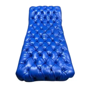 Antique Oak Tufted Fainting Couch in Royal Blue Chaise Lounge Daybed