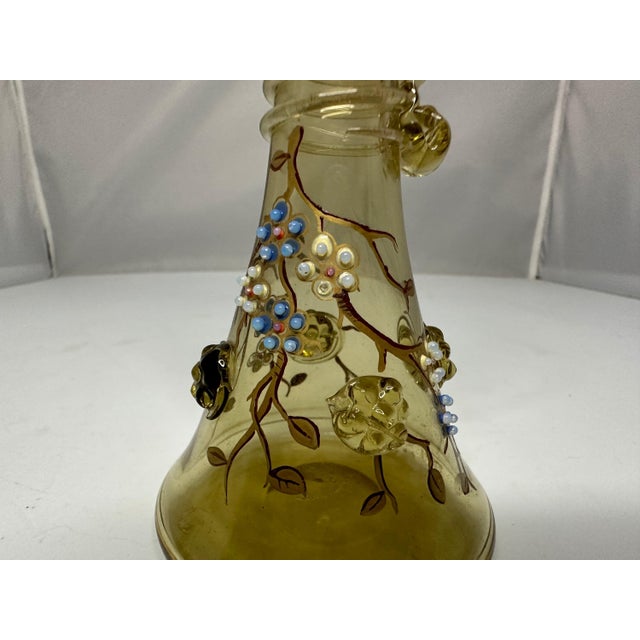 Early 20th Century Fritz Heckert Art Glass Bud Vase: Antique Enamel Floral Bohemia For Sale - Image 5 of 10