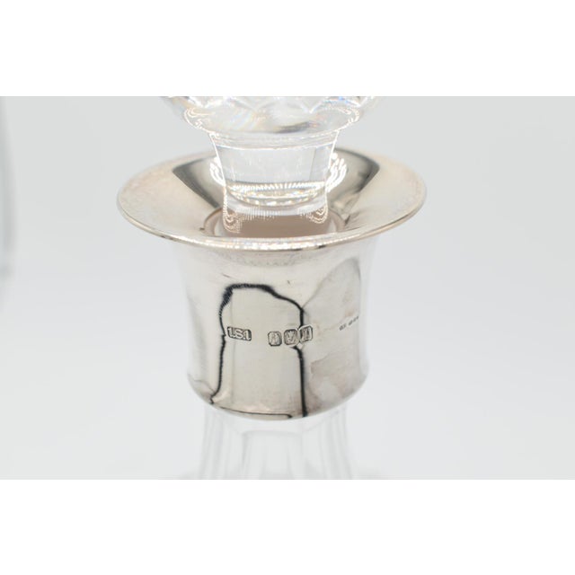 1920s Irish Cut Crystal Decanter With Sterling Silver Collar For Sale - Image 12 of 14