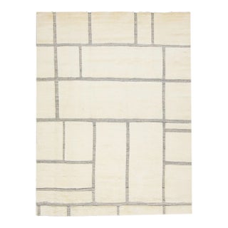 2020s Geometric Moroccan Style Modern Wool Rug in Ivory For Sale