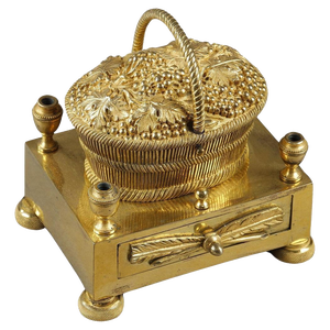 Gilt Bronze Inkwell Forming a Basket of Grapes, 1870