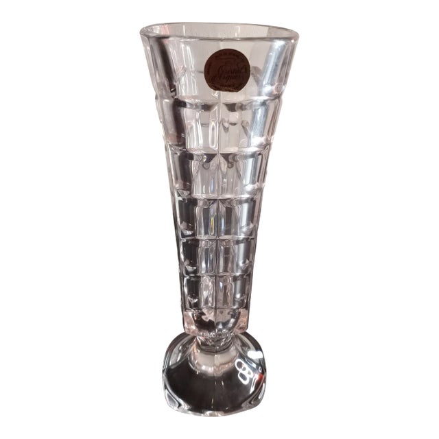 Cristal D Arques France Lead Crystal Pedestal Vase For Sale