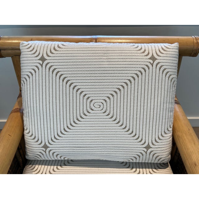 1970s Pair of Large Bamboo Armchairs With Pierre Frey Cushions For Sale - Image 12 of 12