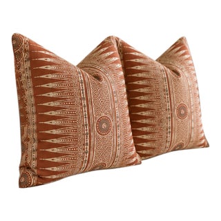 Lee Jofa Indian Zag in Paprika- A 22 Pair of Pillows For Sale