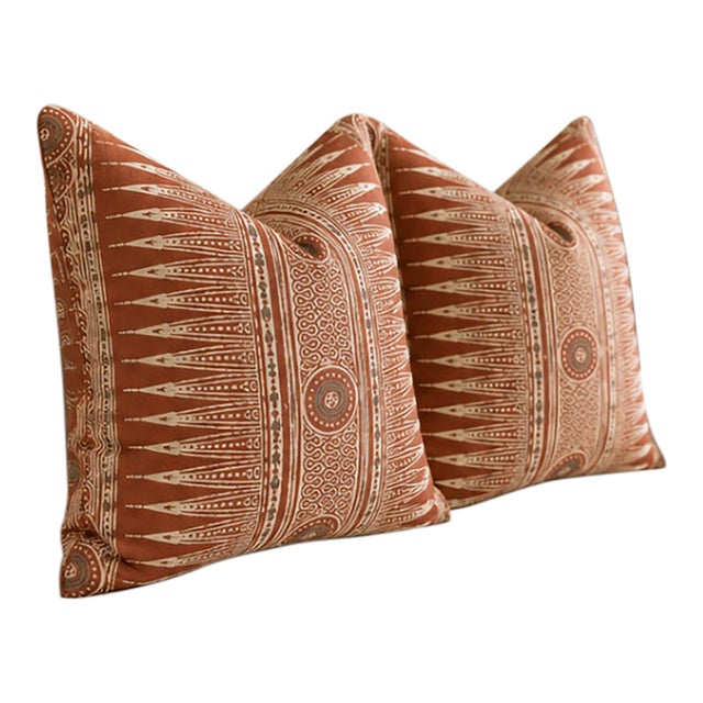 Lee Jofa Indian Zag in Paprika- A 22 Pair of Pillows For Sale