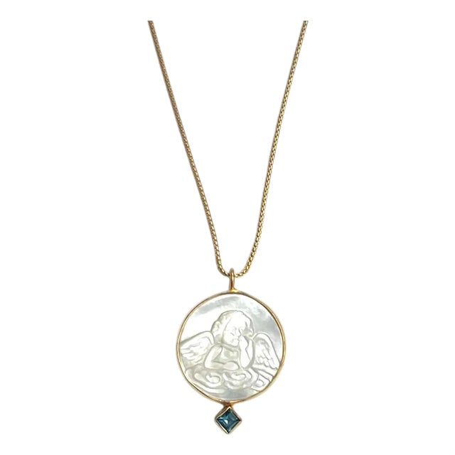 Carved Pearl Guardian Angel Necklace For Sale