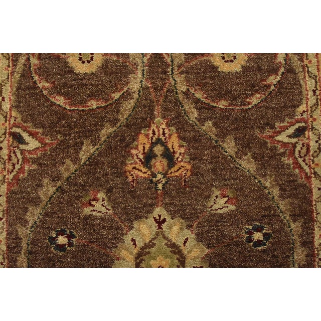 Agra Runner 2’7” X 13’9” Brown Wool Traditional Hand-Knotted Oriental Rug For Sale - Image 10 of 14