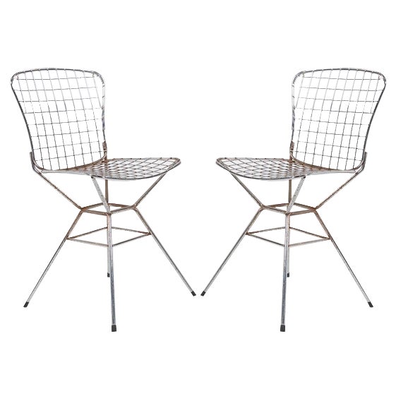 Architectural Steel Wire Chairs, 1970s, Set of 2 For Sale