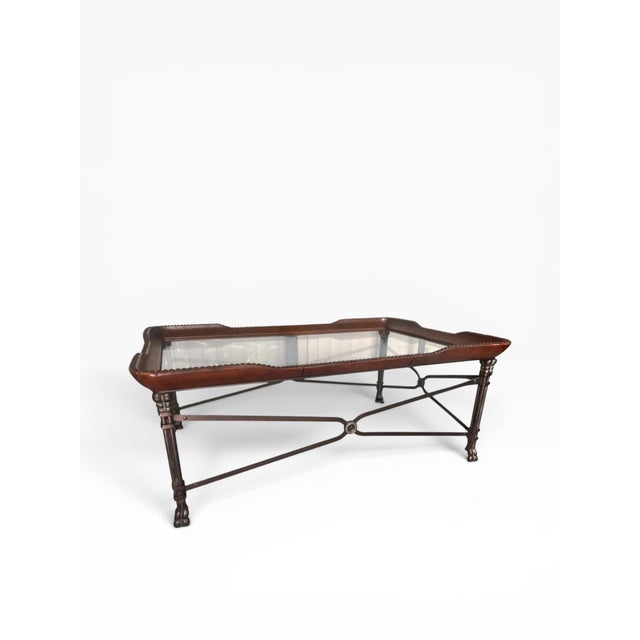 Contemporary Maitland-Smith Attributed Leather and Steel Coffee Table For Sale - Image 3 of 13