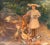 Wood 19th Century French Impressionist Watercolor Painting of a Girl With Chickens For Sale - Image 7 of 10