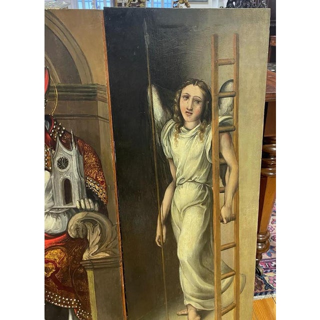 Spanish School Artist, Annunciation Triptych, 17th Century, Oil on Canvas For Sale - Image 5 of 14