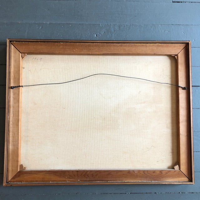 1960s Original 1960’s Abstract Cityscape Painting Framed For Sale - Image 5 of 6