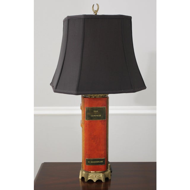 Wildwood Leather Book Spine & Brass Lamp For Sale - Image 10 of 10