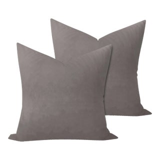 Velvet in Gray Pillows - A Pair For Sale
