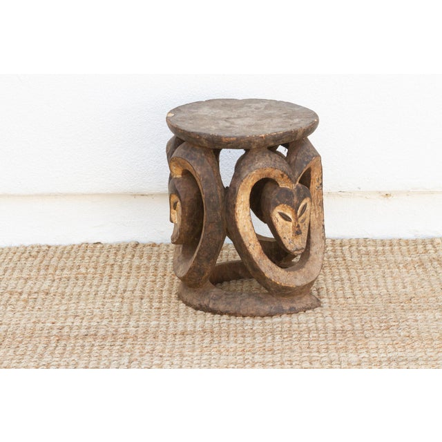 Antique Carved & Painted African Eket Stool For Sale In Los Angeles - Image 6 of 9