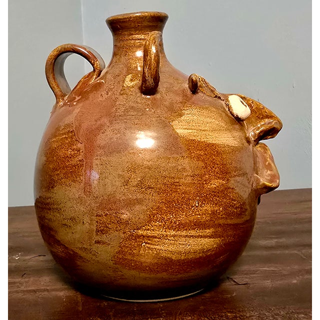 Ceramic Vintage m.j. Wenn Face Jug, Expressive Stoneware For Sale - Image 7 of 12
