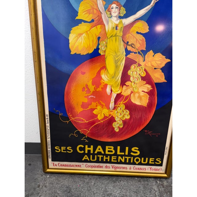 Gold Circa 1926 Henri Le Monnier "La Chablisienne" Orignal Stone Lithograph, Framed For Sale - Image 8 of 12