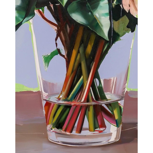 Vanguard 18 by Alpay Efe | Oil on canvas Painting of flowers in a glass vase For Sale - Image 4 of 5