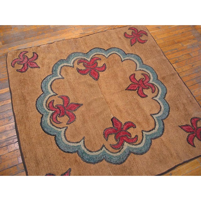 Early 20th Century American Hooked Rug ( " - 147 x 147 ) Antique American Hooked Rug American Hooked - Loop Pile, Circa...