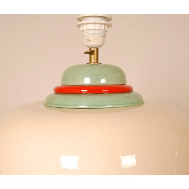 Longwy Vintage Table Lamps French Vase Lamps Mid Century Modern Ceramic Vase Lamps - A Pair For Sale - Image 4 of 10