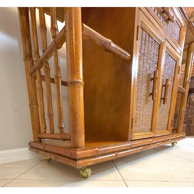 Vintage American of Martinsville Palm Beach Chic Bamboo Bar Cabinet on Casters For Sale - Image 11 of 18