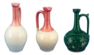 19th Century Art Nouveau Majolica Ceramic Jugs attributed to Sarreguemines or Lunéville, France, Set of 3