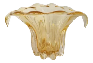 Vintage Teleflora Champagne Gold Thick Art Glass Vase