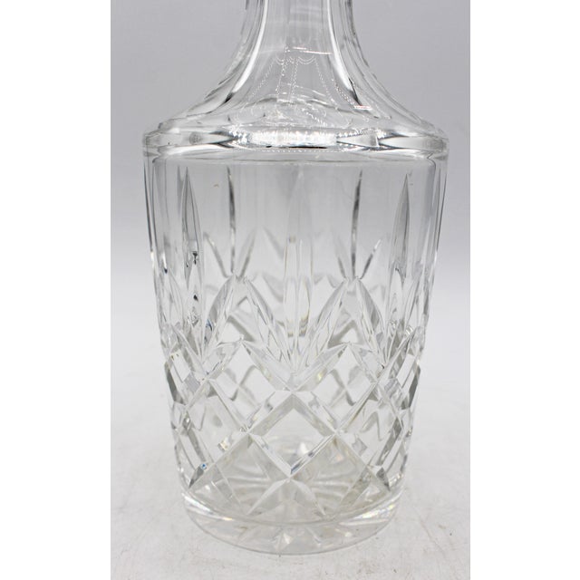 Anglo-Irish cylinder shape decanter & stopper, circa 1900. Handblown & hand diamond cut; tapered, cylinder form. Tiny chip...