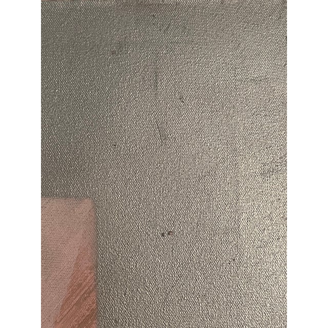 Postmodern Vintage Postmodern 1980s Abstract Large Canvas Oil Painting Wall Art Pink Signed For Sale - Image 3 of 12