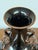 Late 20th Century Antique Replica Chinese Dark Glaze Twin-Handle Floral Pottery Vase For Sale - Image 5 of 12