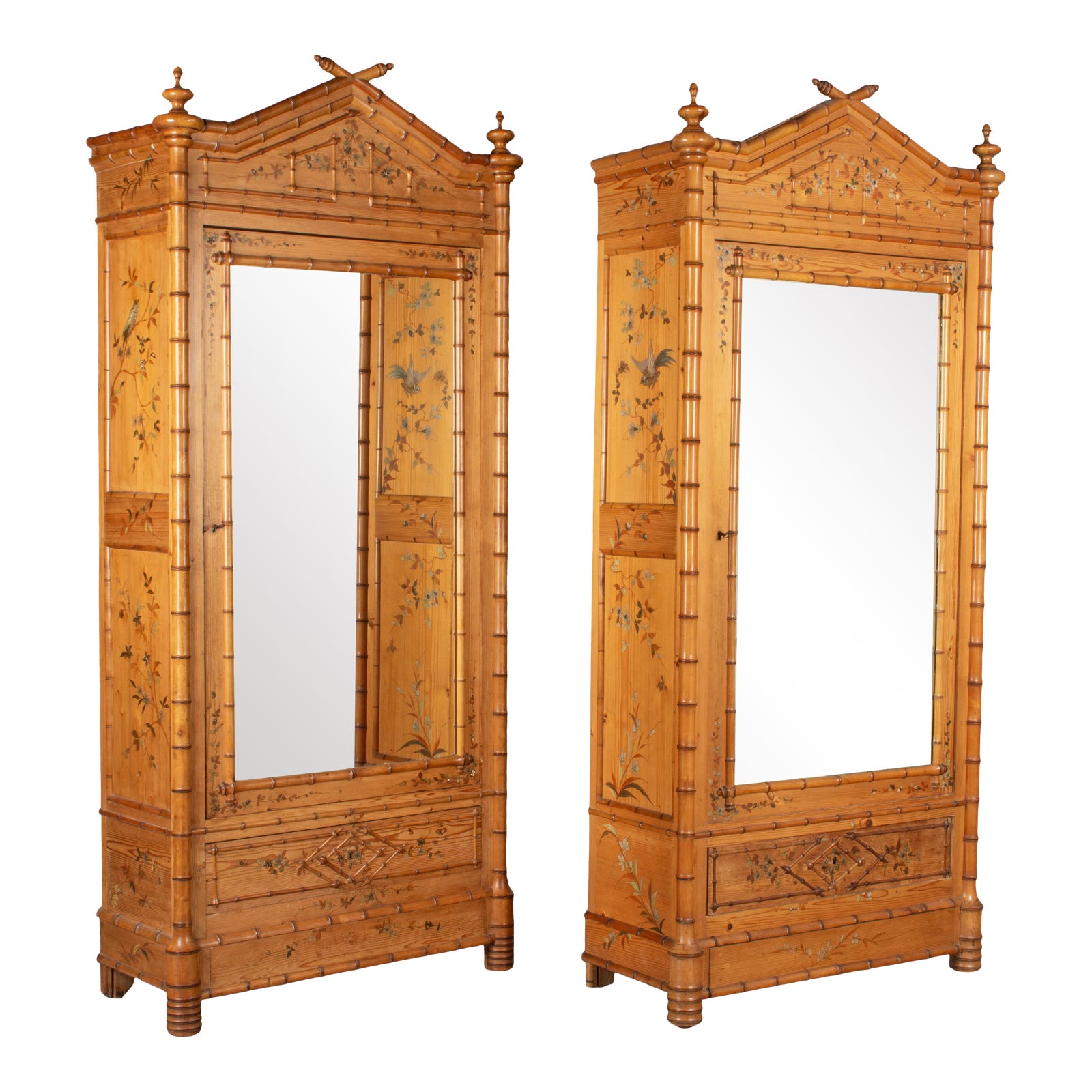 French Faux Bamboo Armoires a Pair Chairish