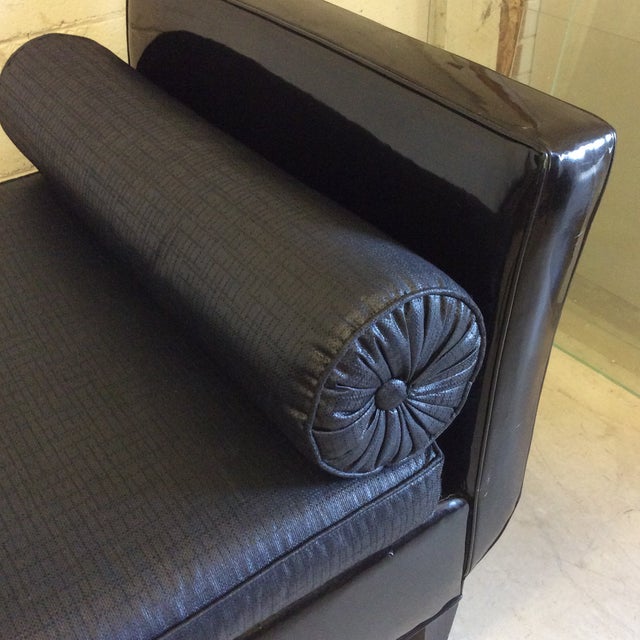 Black Patent Leather & Linen Chaise Lounge Bench Chairish