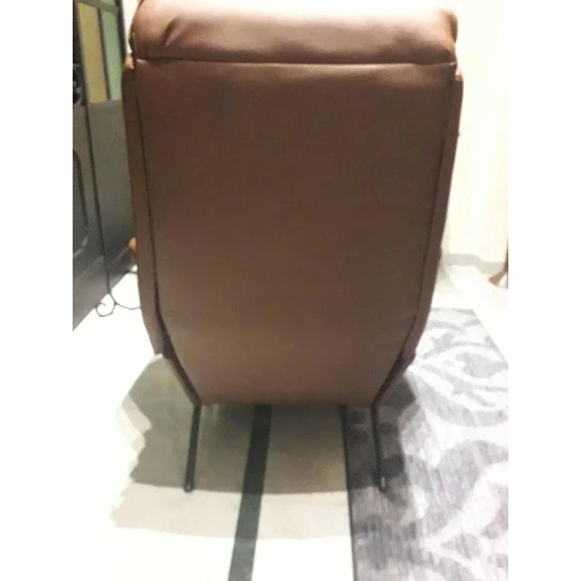 Brown Lounge Chair with Adjustable Backrest, 1950s For Sale - Image 8 of 9