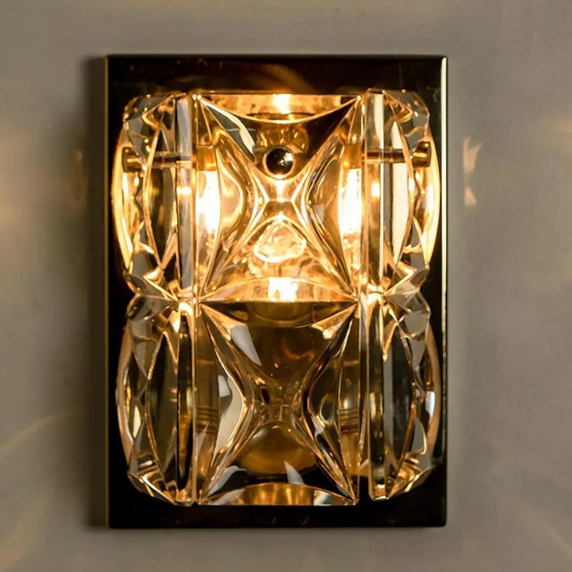 Gold Crystal Glass Wall Light Fixtures from Bakalowits & Söhne for Kinkeldey, 1970s, Set of 2 For Sale - Image 8 of 13