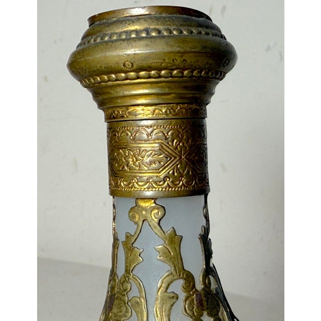 French Antique 19c French Palais Royal Ormolu Bronze Opaline Glass Scent Perfume Bottle For Sale - Image 3 of 13