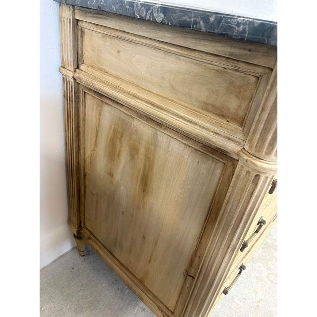 French Louis XVI Style Bleached Commode With Gray Marble Top For Sale In Houston - Image 6 of 9