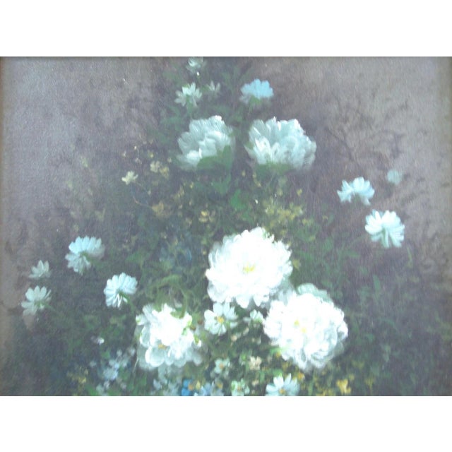 1900 - 1909 1902 Oil Painting Chrysanthemums and Daisies in Glass Vase Carved Gold Wood Frame H. Ovide Cornwall, England For Sale - Image 5 of 12