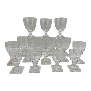 Set of Seventeen Lemon Squeezer–Foot Etched Glasses, C. 1810 & William Yeoward
