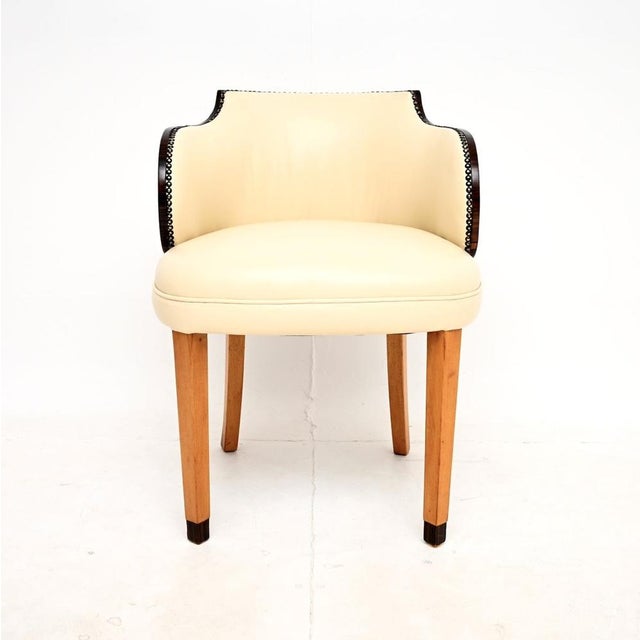 Art Deco Burr Walnut and Leather Armchair, 1930 For Sale - Image 4 of 10