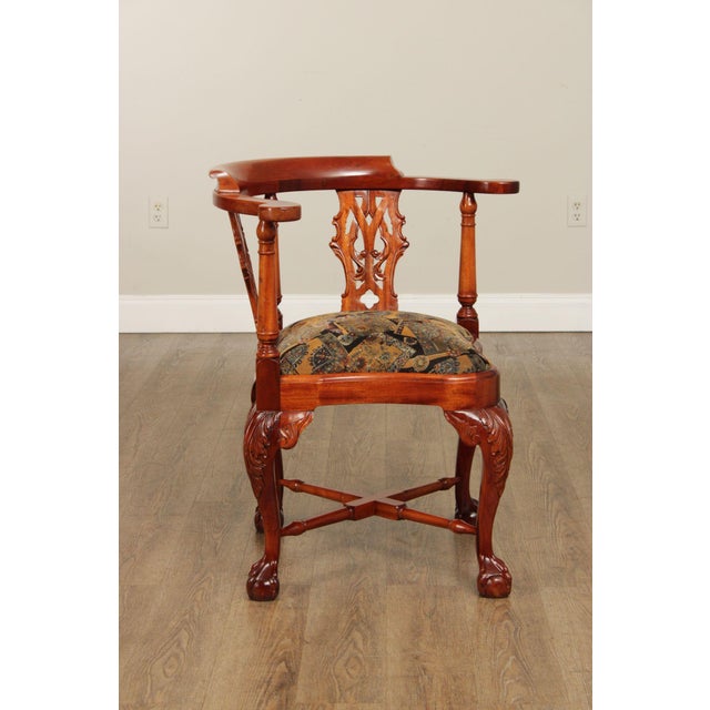 Chippendale Style Pair Of Mahogany Ball And Claw Corner Chairs For Sale - Image 10 of 12