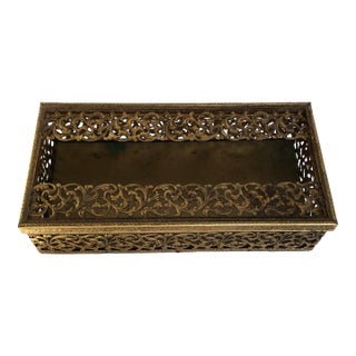Vintage Hollywood Regency Goldtone Vanity Kleenex Box For Sale
