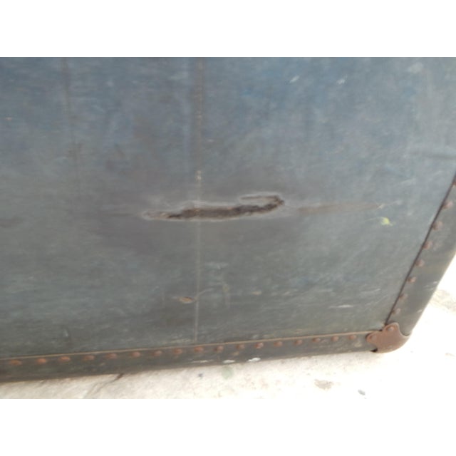 Black 19th Century Leather / Wood Travel Trunk For Sale - Image 8 of 15