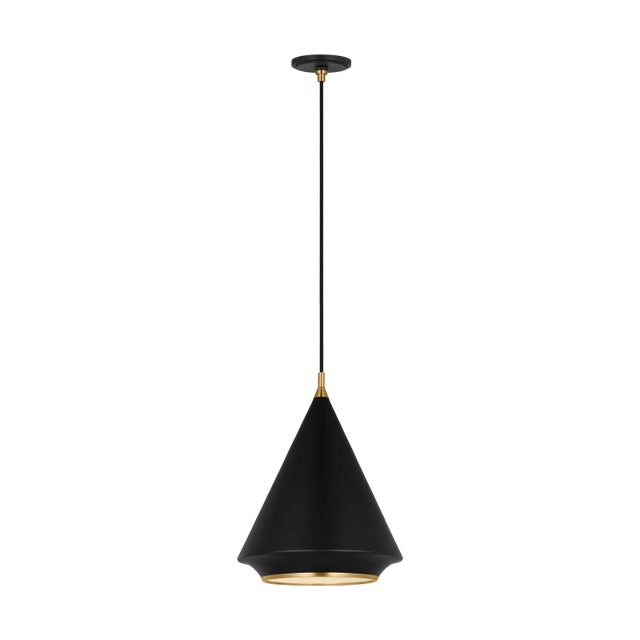 Transitional Thomas O'Brien by Visual Comfort Studio Stanza 1-Light Large Pendant in Midnight Black For Sale - Image 3 of 6