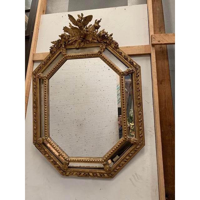 Napoleon III Mirror with Wooden and Gilded Stucco Frame, 19th Century For Sale - Image 9 of 14