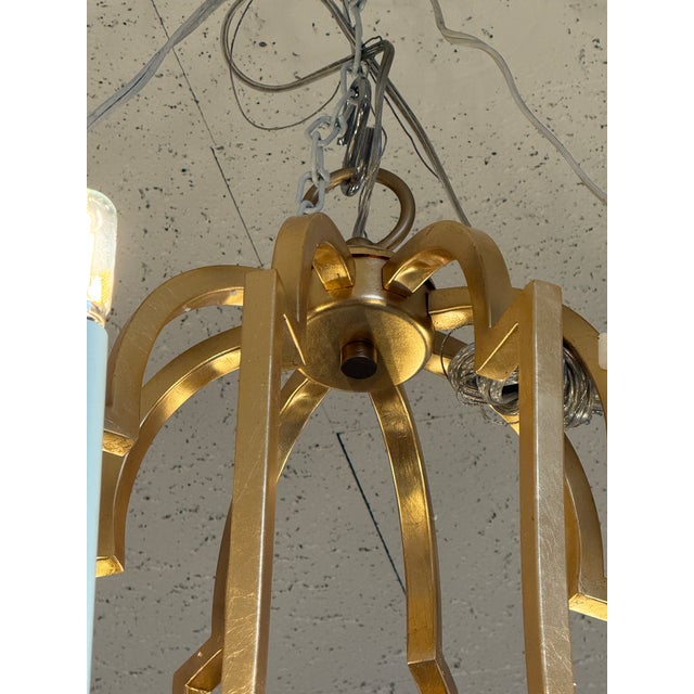 John-Richard John-Richard Gold Leaf Swag Chandelier For Sale - Image 4 of 12