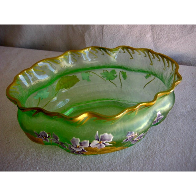 This charming green cameo glass vase is typical of what was produce in the late 18 hundreds in the factory of Montjoye...