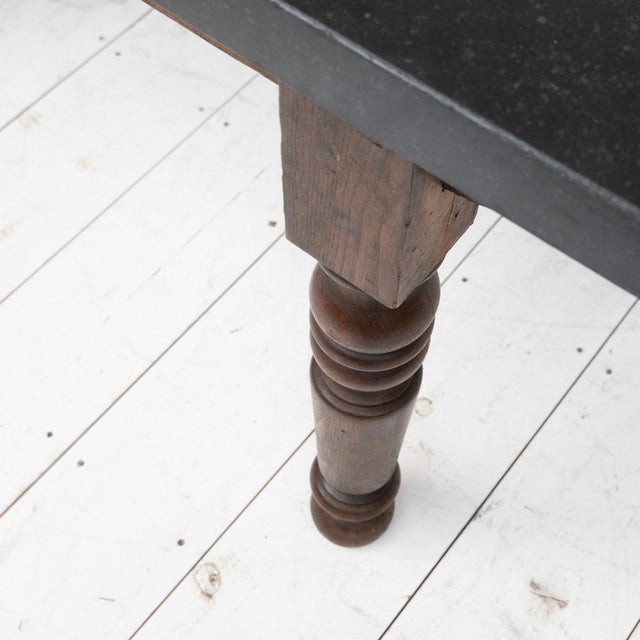 Wood Antique French Oak and Stone Console Table, 1880 For Sale - Image 7 of 12